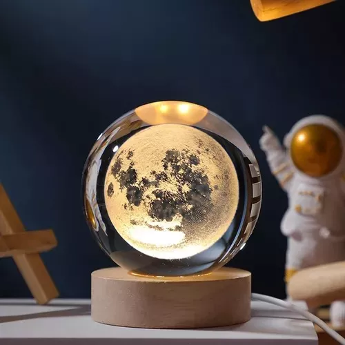 CosmoSphere: Lámpara de Cristal 3D con Luz LED